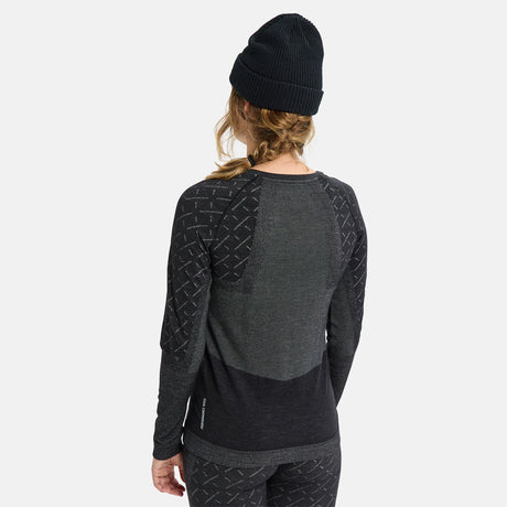 BURTON Women's [ak] Slokar Merino Base Layer Crew 2026 - True Black/Gray Cloud