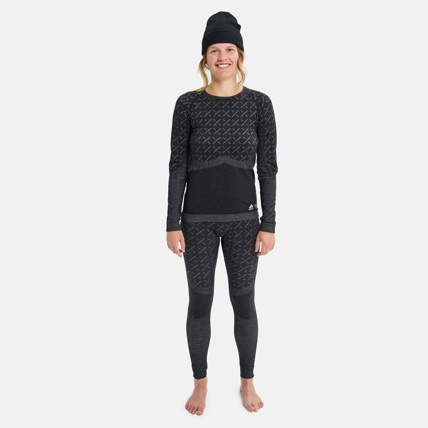 BURTON Women's [ak] Slokar Merino Base Layer Crew 2026 - True Black/Gray Cloud