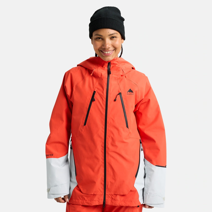 BURTON Women's Gore-Tex 2L Reserve Jacket 2026 - Fiesta Red/Gray Cloud