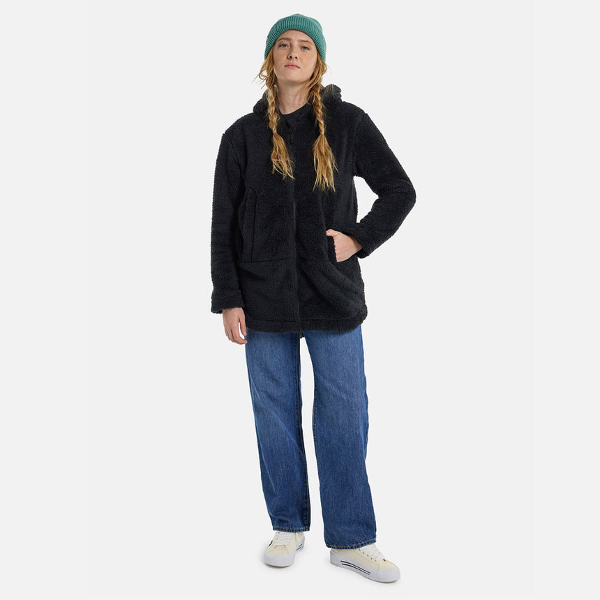 BURTON Women's Minxy Hi-Loft Fleece Full Zip Hood - True Black