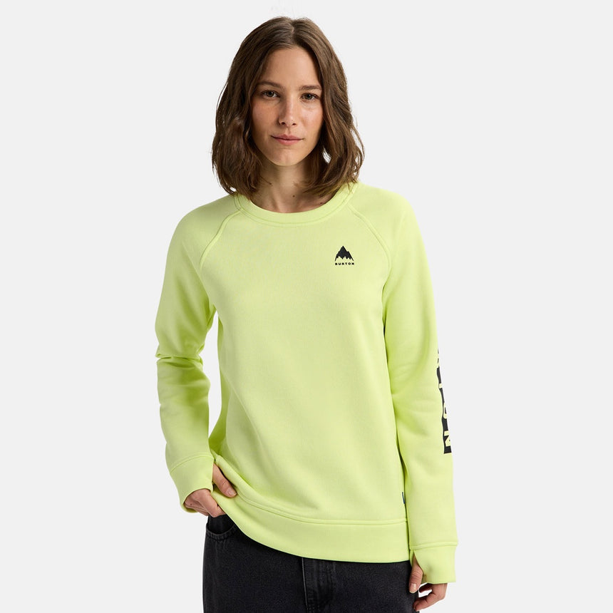 BURTON Women's Oak Crew - Glow Yellow Green Heather