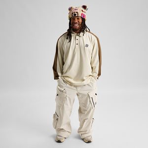 BURTON ZEB Long Sleeve Rugby Shirt - Lunar Sand/Earth Brown