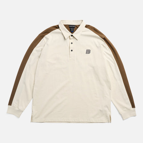 BURTON ZEB Long Sleeve Rugby Shirt - Lunar Sand/Earth Brown