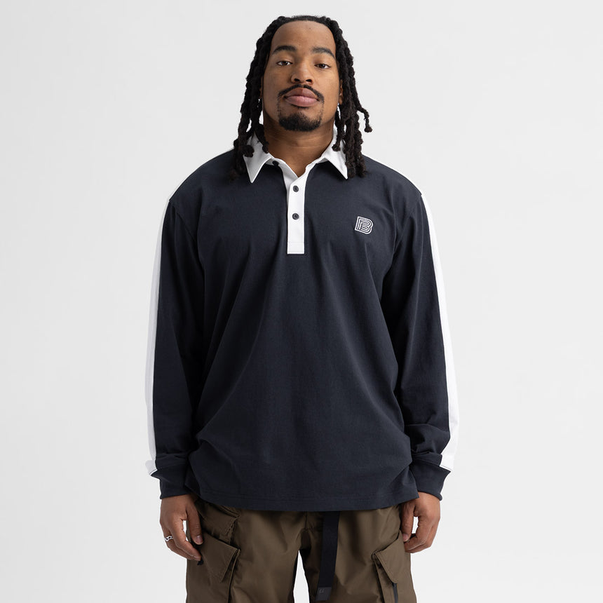 BURTON ZEB Long Sleeve Rugby Shirt - True Black/Stout White