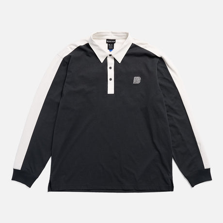 BURTON ZEB Long Sleeve Rugby Shirt - True Black/Stout White