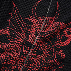 BUTTER GOODS Dragon Knit Zip Thru Sweater - Black/Red