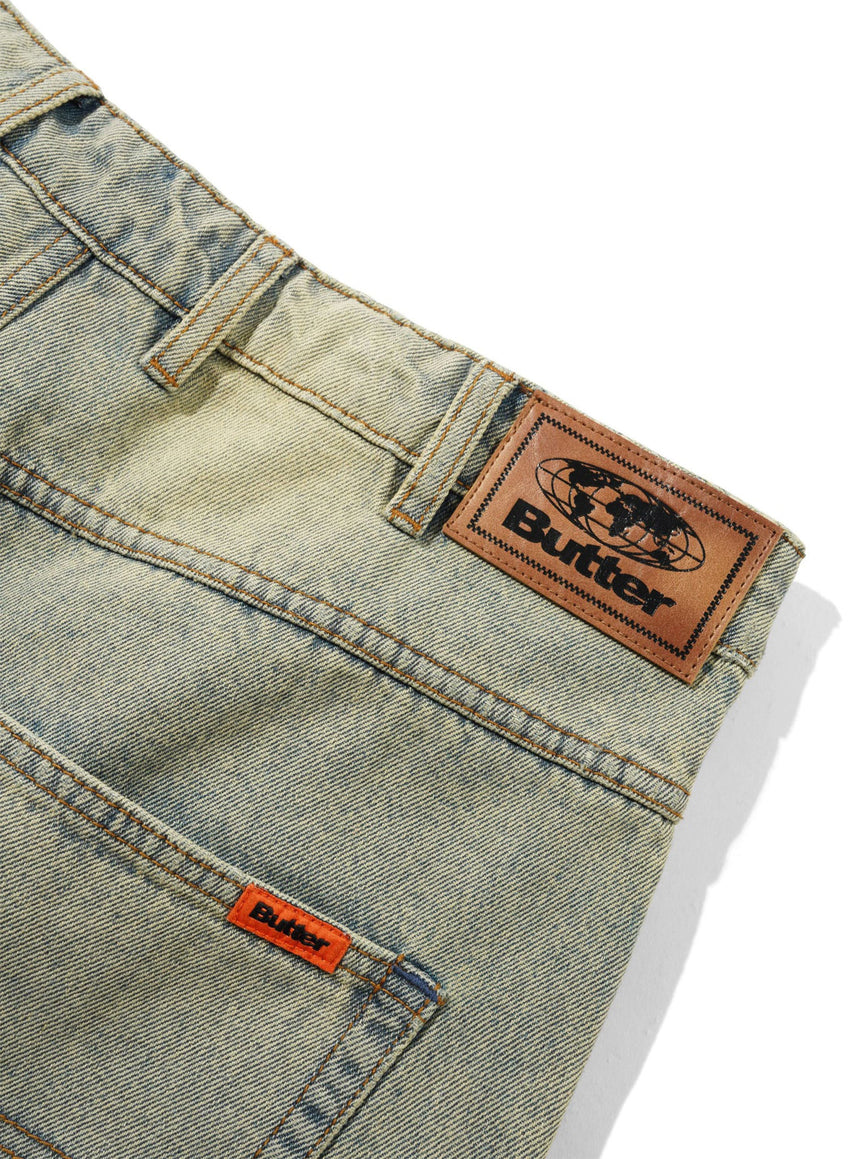 BUTTER GOODS Baggy Denim Jeans - Distressed Light Blue