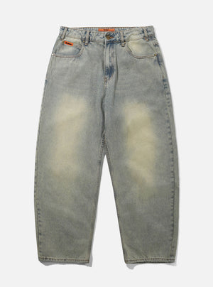 BUTTER GOODS Baggy Denim Jeans - Distressed Light Blue