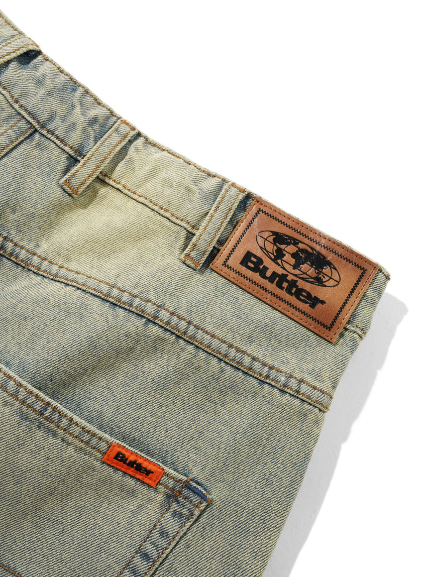 BUTTER GOODS Baggy Denim Shorts - Distressed Light Blue