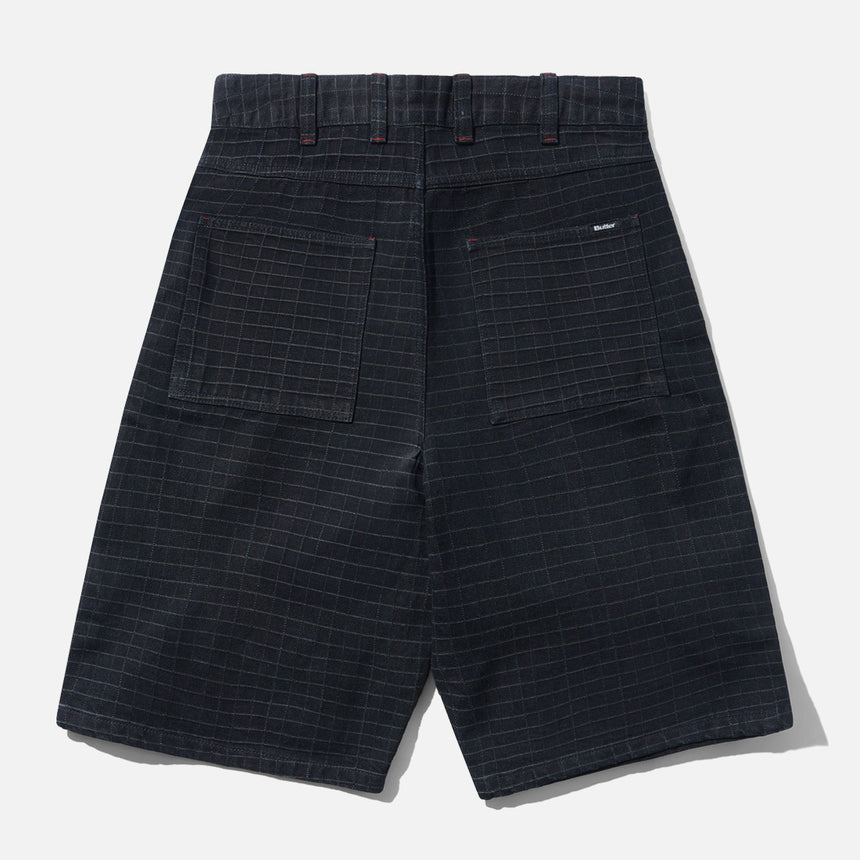 BUTTER GOODS Big Grid Denim Shorts - Overdyed Black