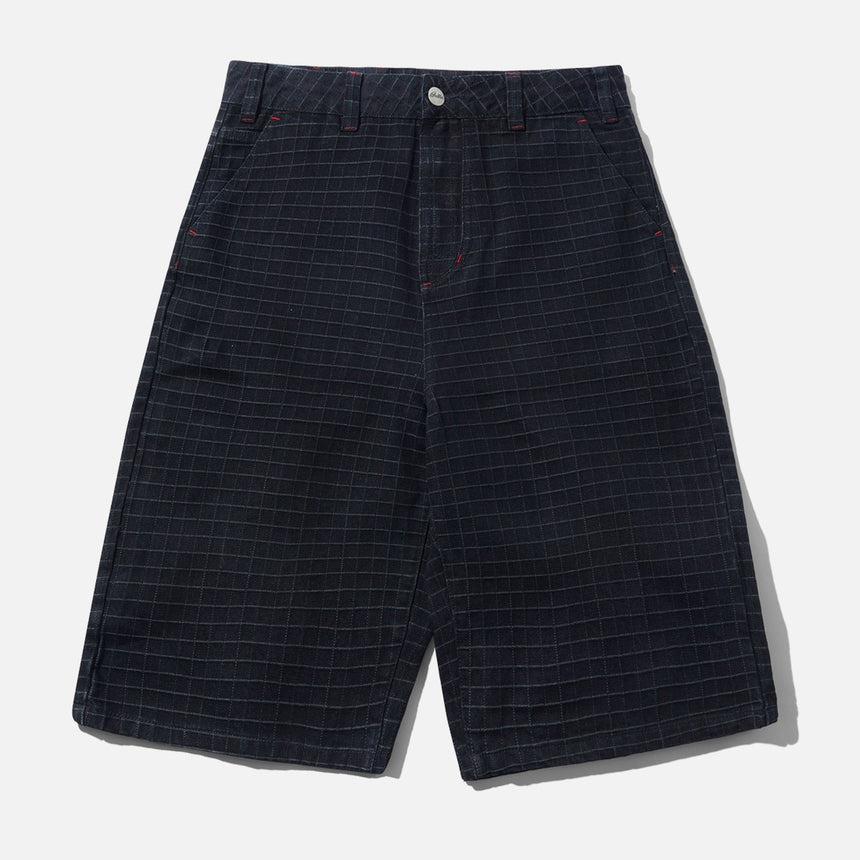 BUTTER GOODS Big Grid Denim Shorts - Overdyed Black