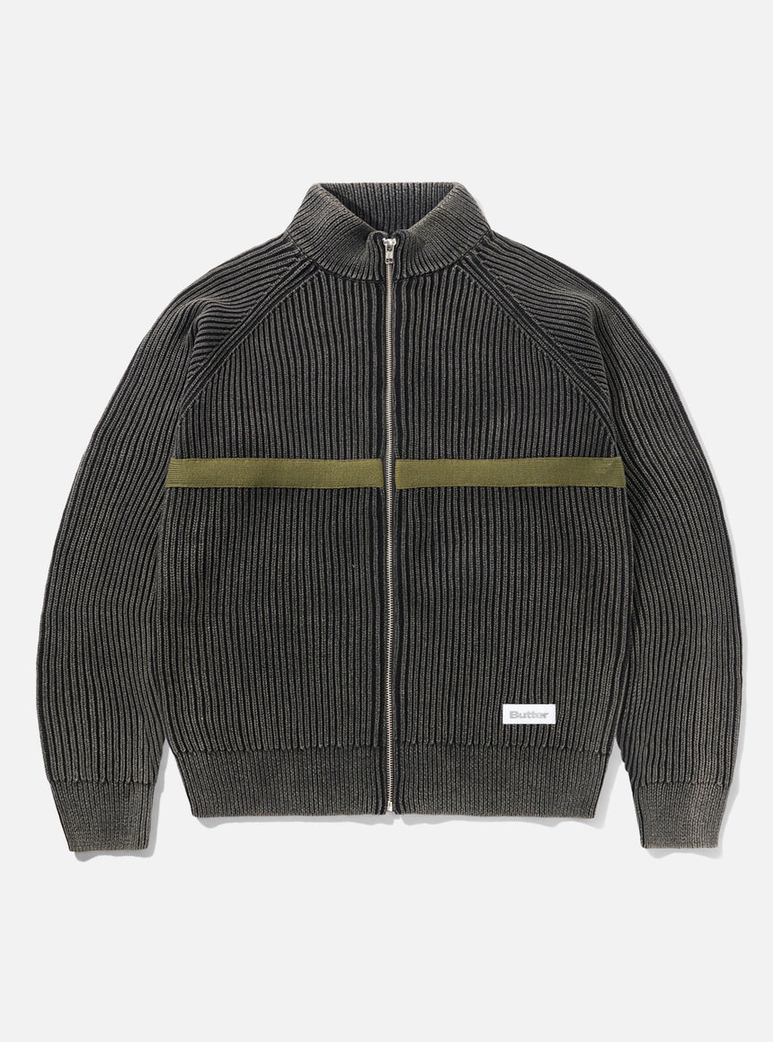 BUTTER GOODS Bleach Zip-Thru Knit - Black