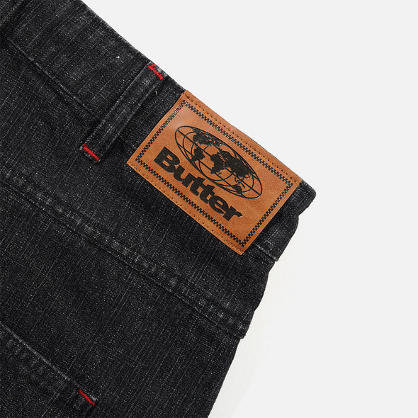 BUTTER GOODS Blotch Denim Shorts - Streaky Black