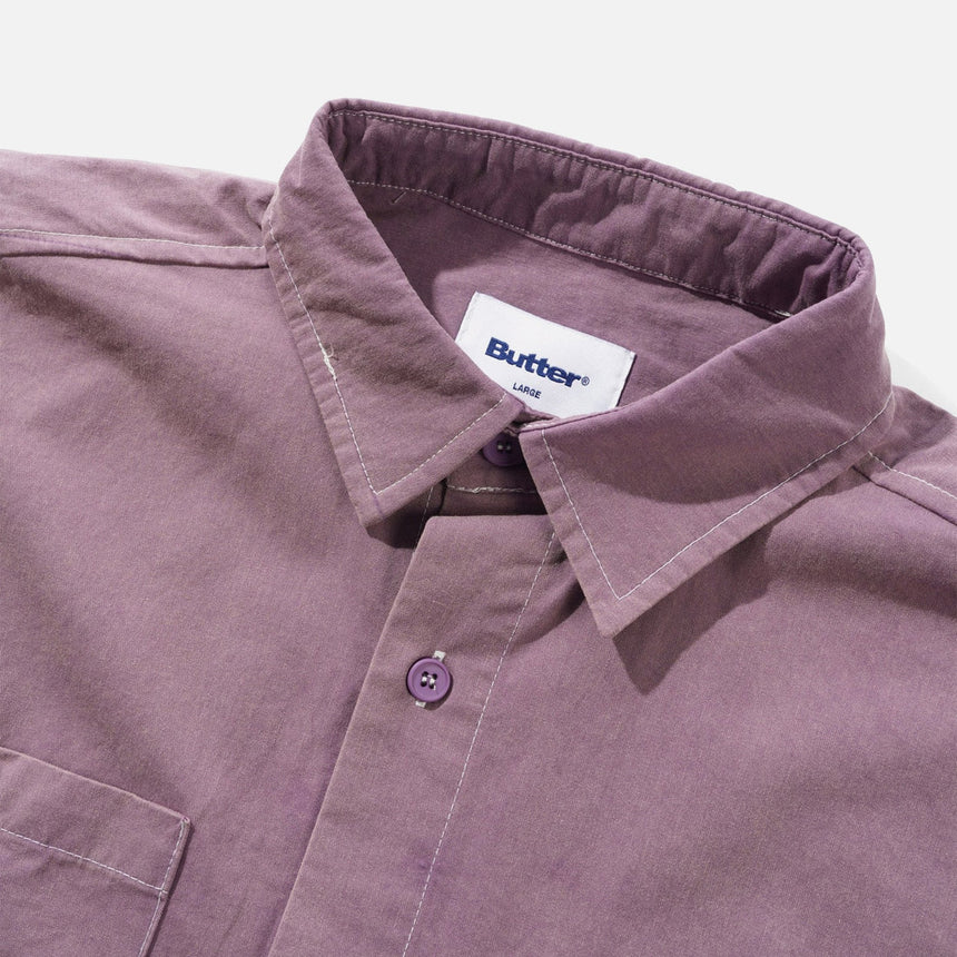 BUTTER GOODS Contrast Stitch Short Sleeve Shirt - Eggplant
