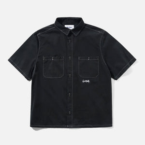 BUTTER GOODS Contrast Stitch Short Sleeve Shirt - Washed Black