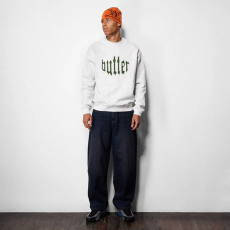 BUTTER GOODS Cut Out Applique Crew - Ash