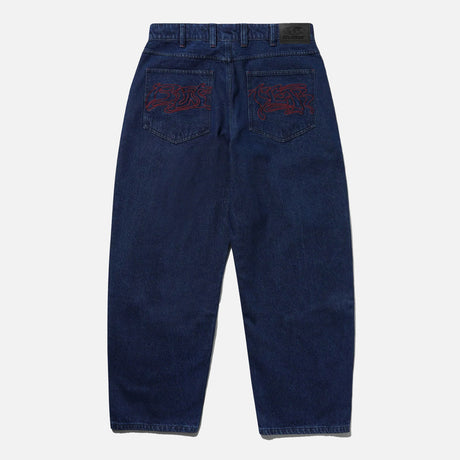 BUTTER GOODS Drummer Baggy Denim Jeans - Raw Dark Indigo
