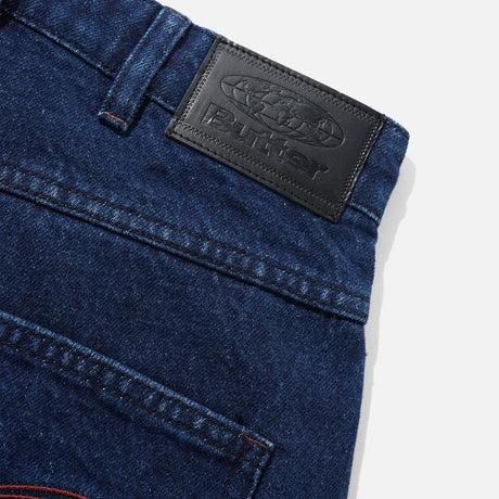 BUTTER GOODS Drummer Baggy Denim Jeans - Raw Dark Indigo