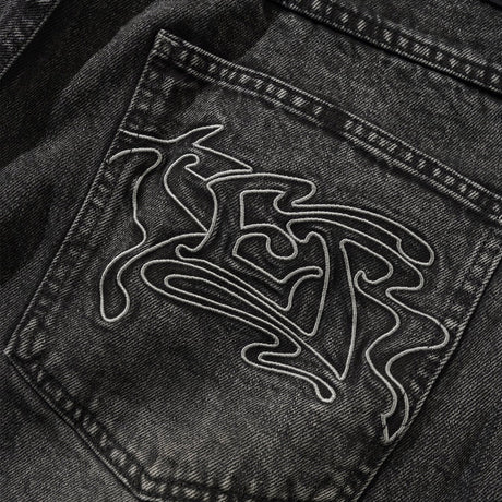 BUTTER GOODS Drummer Baggy Denim Jeans - Streaky Black