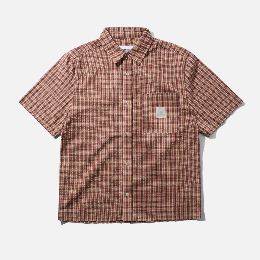 BUTTER GOODS Equipment Short Sleeve Shirt - Red/Yellow