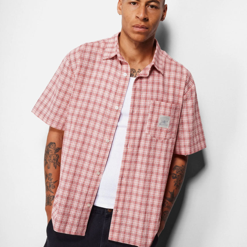 BUTTER GOODS Equipment Short Sleeve Shirt - Rhubarb