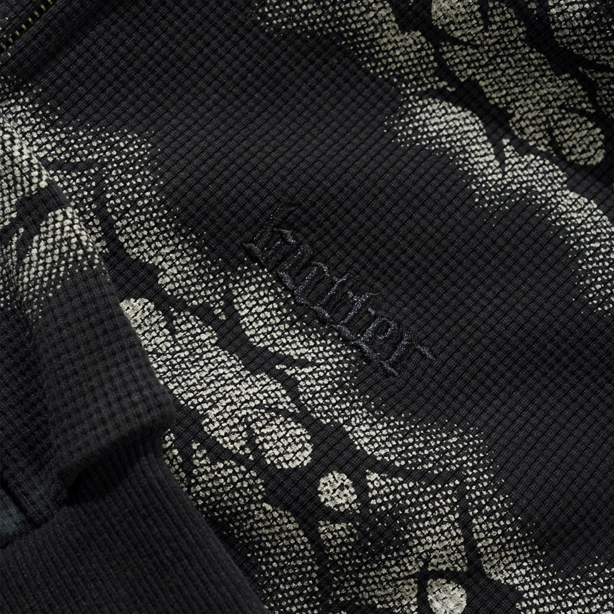 BUTTER GOODS Faded Waffle Zip-Thru Hood - Washed Black