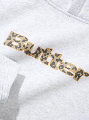 BUTTER GOODS Leopard Print Logo Pullover Hood - Ash