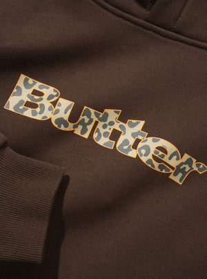 BUTTER GOODS Leopard Print Logo Pullover Hood - Brown
