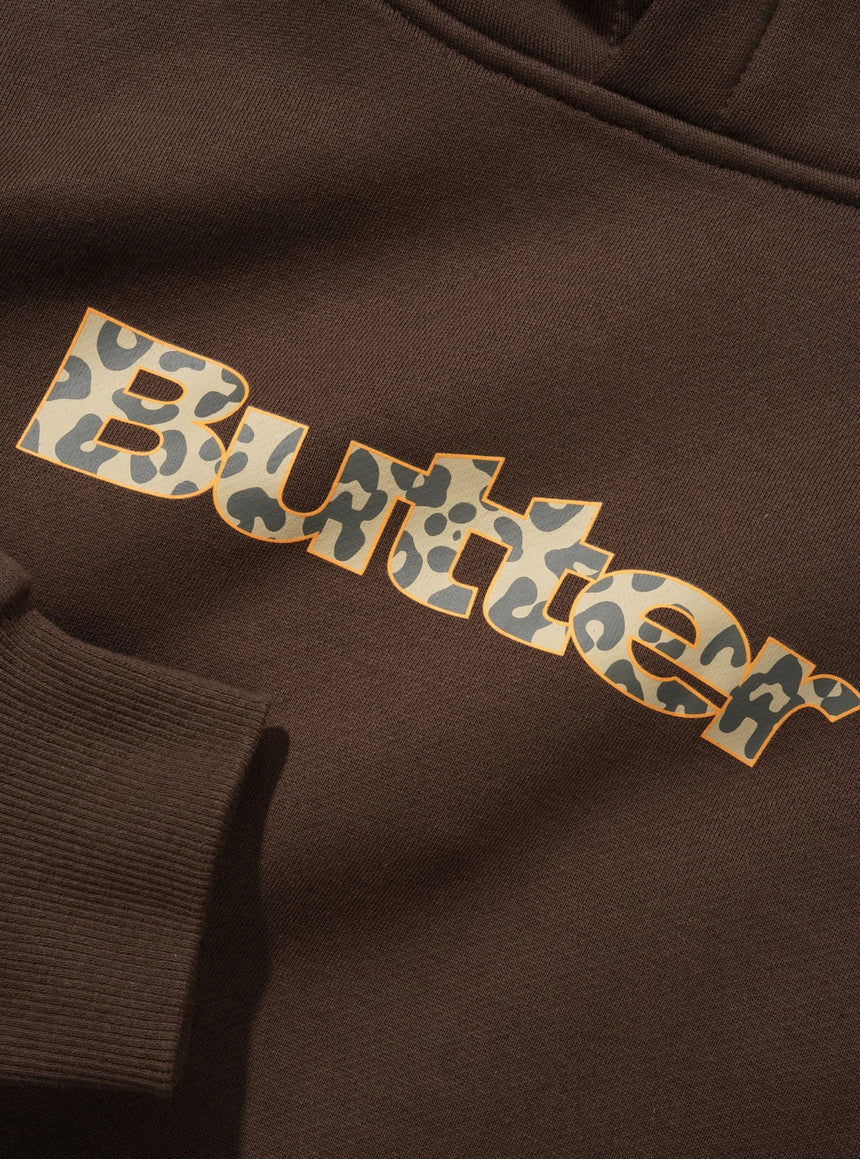 BUTTER GOODS Leopard Print Logo Pullover Hood - Brown