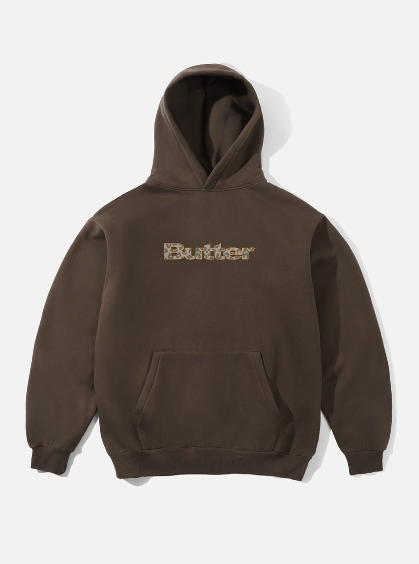 BUTTER GOODS Leopard Print Logo Pullover Hood - Brown