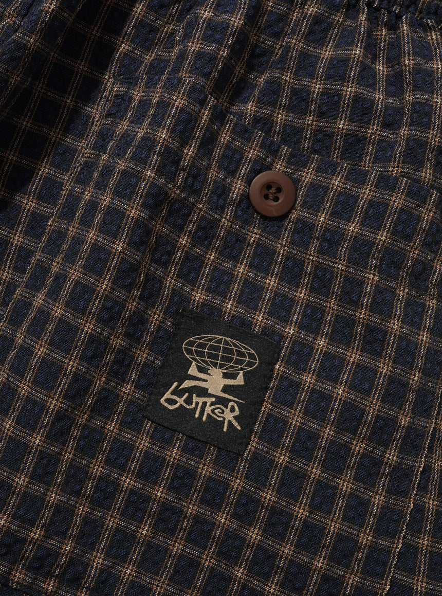 BUTTER GOODS Loose Shorts - Brown Seersucker Plaid