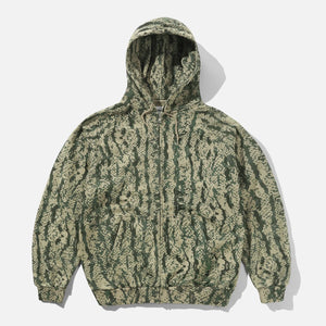 BUTTER GOODS Lowland Camo Zip Thru Hood - Washed Green