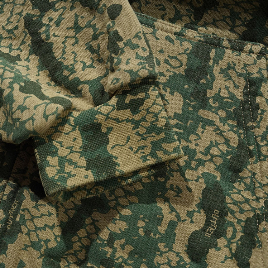 BUTTER GOODS Lowland Camo Zip Thru Hood - Washed Green