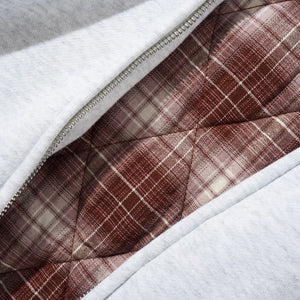 BUTTER GOODS Plaid Lined Zip Thru Hood - Ash