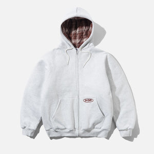 BUTTER GOODS Plaid Lined Zip Thru Hood - Ash
