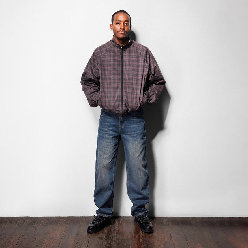 BUTTER GOODS Plaid Nylon Jacket - Burgundy