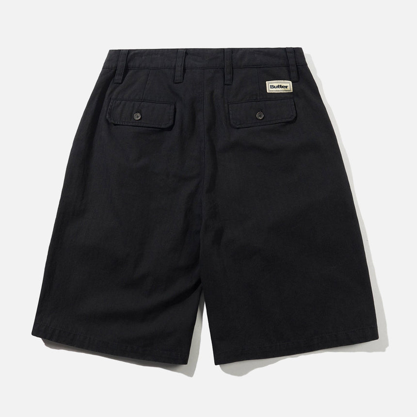 BUTTER GOODS Pleated Shorts - Washed Black