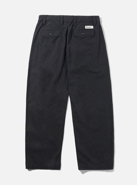 BUTTER GOODS Pleated Trousers - Washed Black