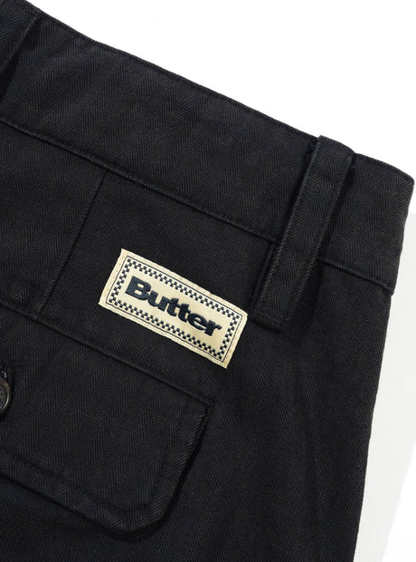 BUTTER GOODS Pleated Trousers - Washed Black