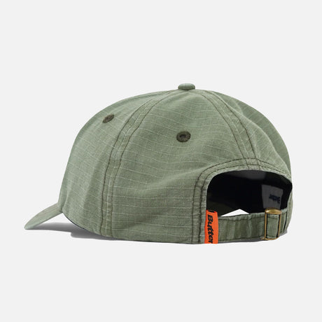 BUTTER GOODS Ripstop Rounded Logo 6 Panel Cap - Washed Army