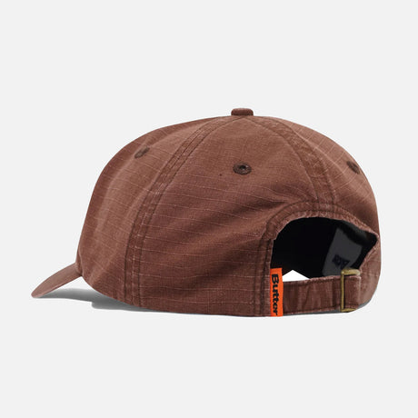 BUTTER GOODS Ripstop Rounded Logo 6 Panel Cap - Washed Brown