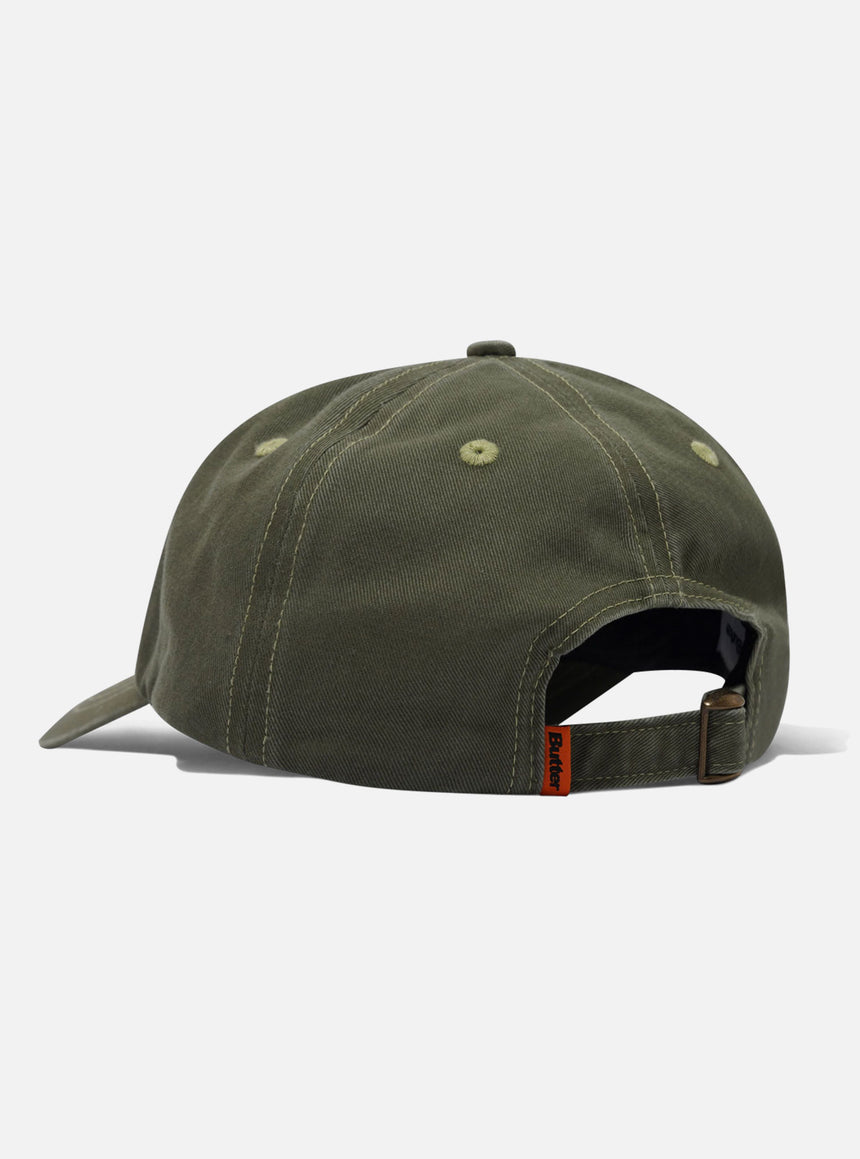 BUTTER GOODS Rounded Logo 6 Panel Cap - Washed Army