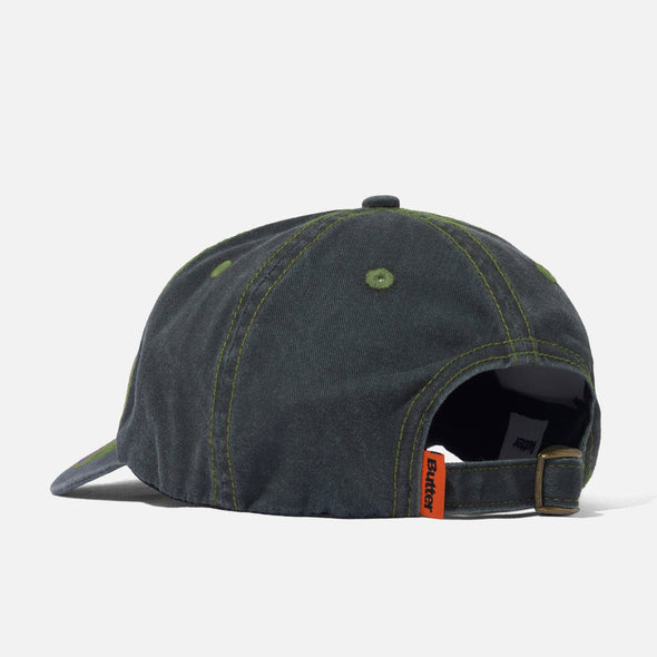 BUTTER GOODS Rounded Logo 6 Panel Cap - Washed Black