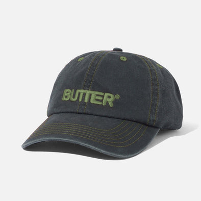 BUTTER GOODS Rounded Logo 6 Panel Cap - Washed Black