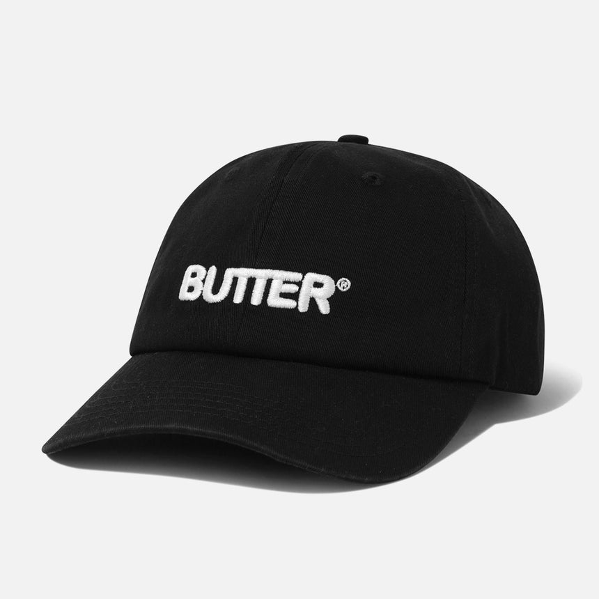BUTTER GOODS Rounded Logo 6 Panel Cap - Washed Black