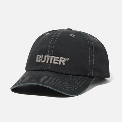 BUTTER GOODS Rounded Logo 6 Panel Cap - Washed Black