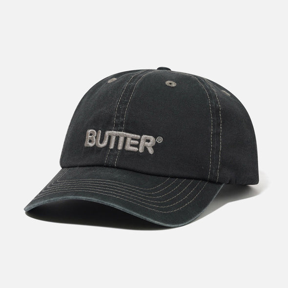 BUTTER GOODS Rounded Logo 6 Panel Cap - Washed Black