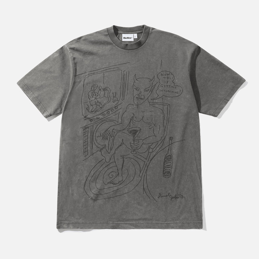 BUTTER GOODS Satan Tee - Black Acid Wash