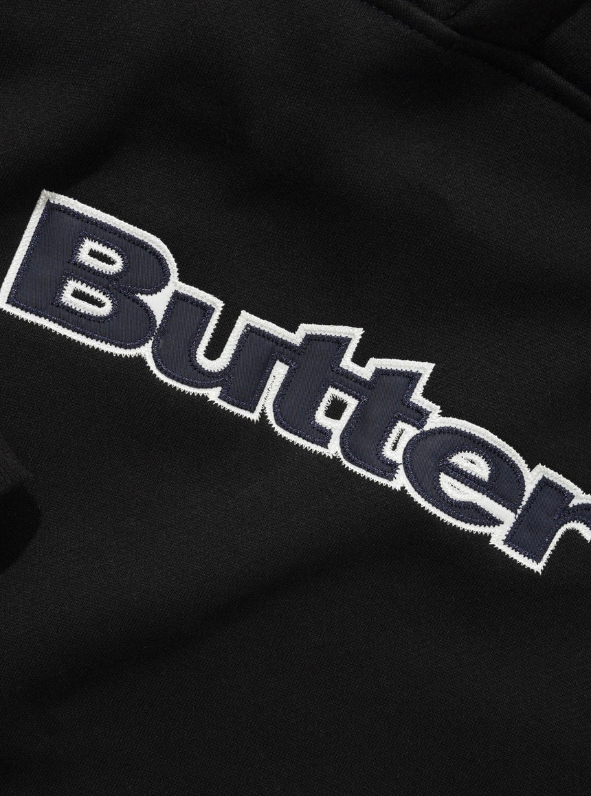 BUTTER GOODS Satin Applique Pullover Hood - Black