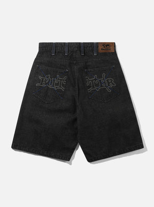 BUTTER GOODS Serif Baggy Shorts - Streaky Faded Black